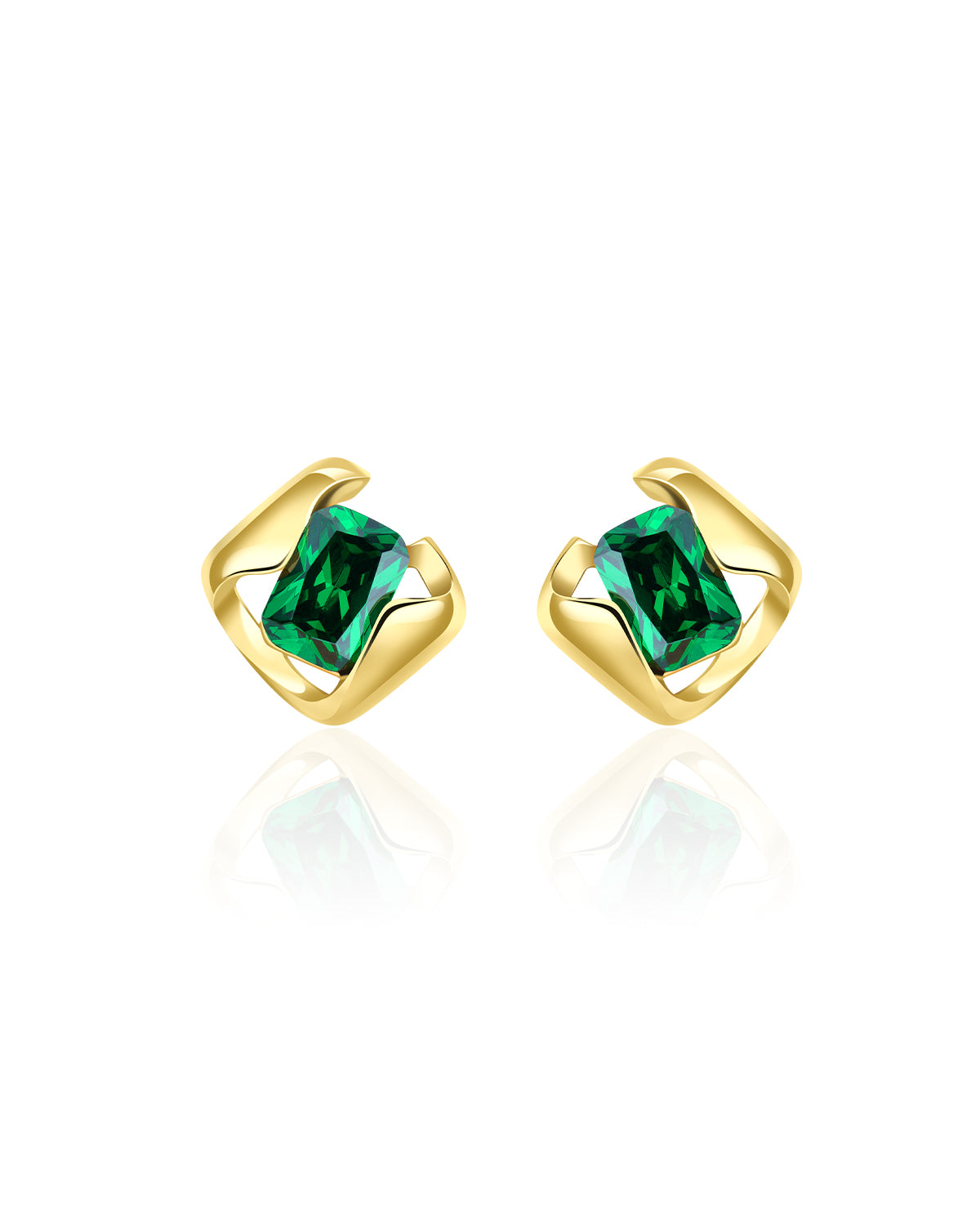 Emerald Green Zirconia Stud Earrings - Molenia Jewelry