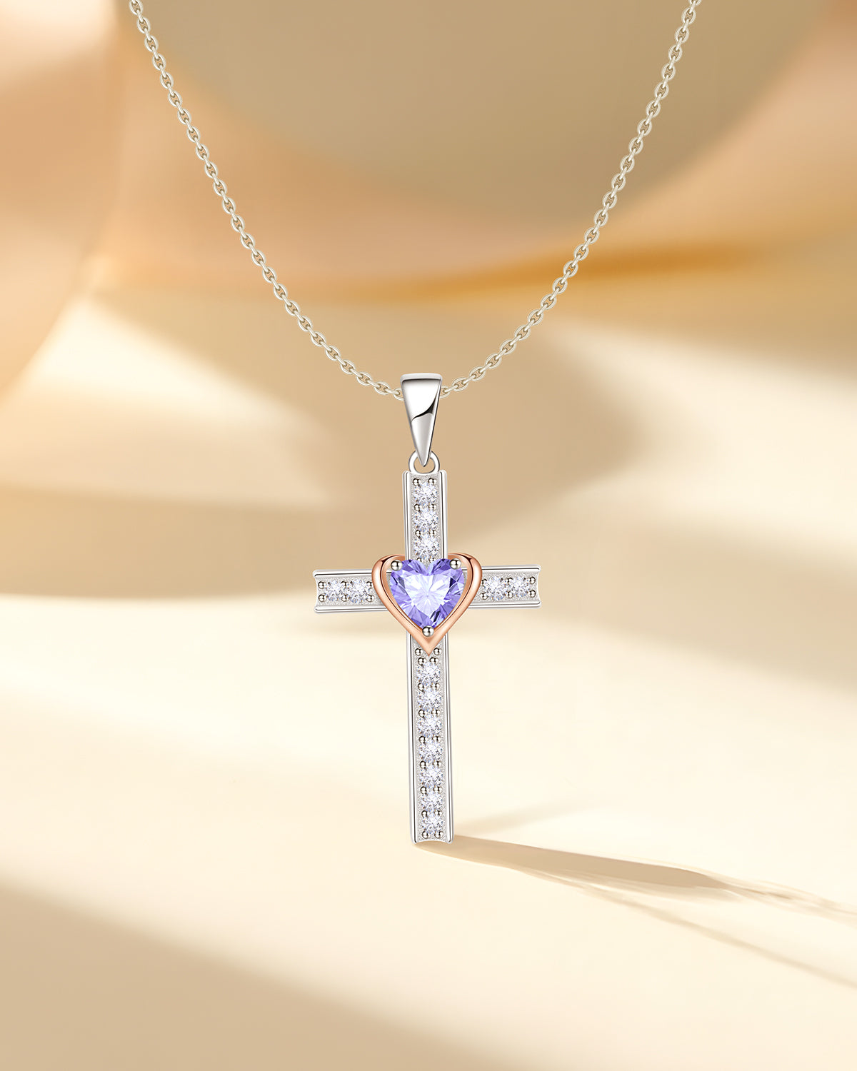 Simple Birthstone Cross Necklace-Molenia - Molenia Jewelry