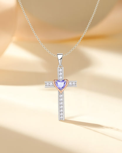 Simple Birthstone Cross Necklace-Molenia - Molenia Jewelry