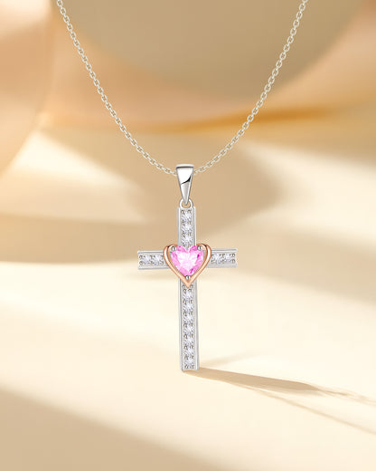 Simple Birthstone Cross Necklace-Molenia - Molenia Jewelry