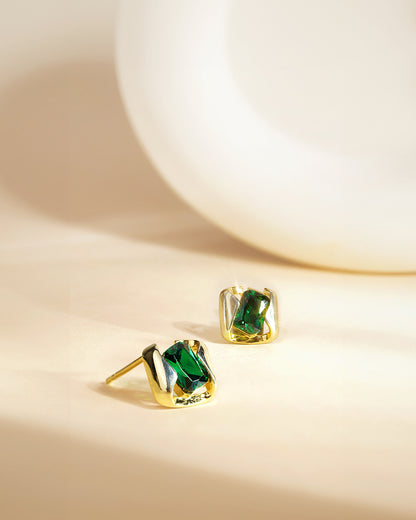 Emerald Green Zirconia Stud Earrings - Molenia Jewelry