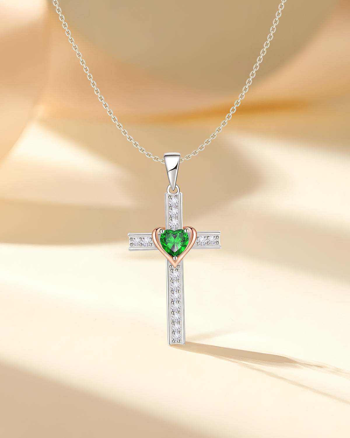 Simple Birthstone Cross Necklace-Molenia - Molenia Jewelry