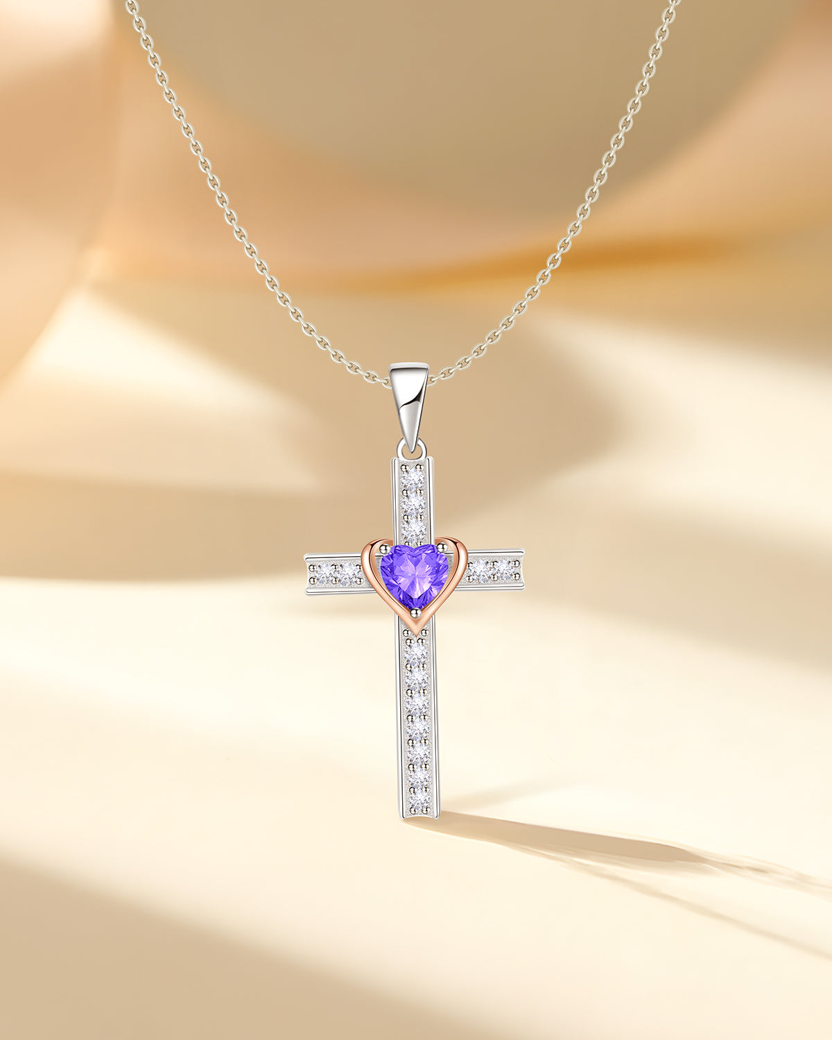 Simple Birthstone Cross Necklace-Molenia - Molenia Jewelry