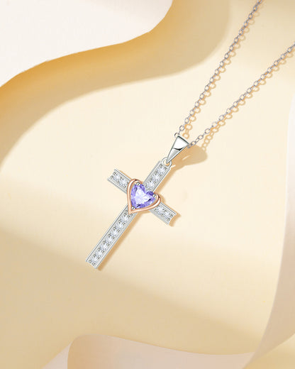 Simple Birthstone Cross Necklace-Molenia - Molenia Jewelry