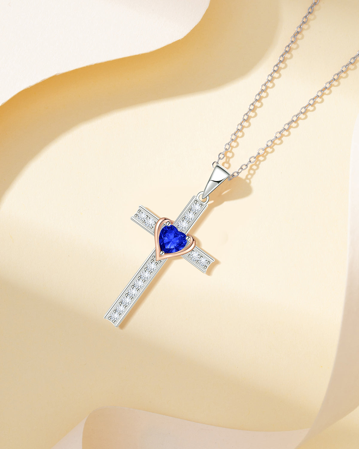 Simple Birthstone Cross Necklace-Molenia - Molenia Jewelry