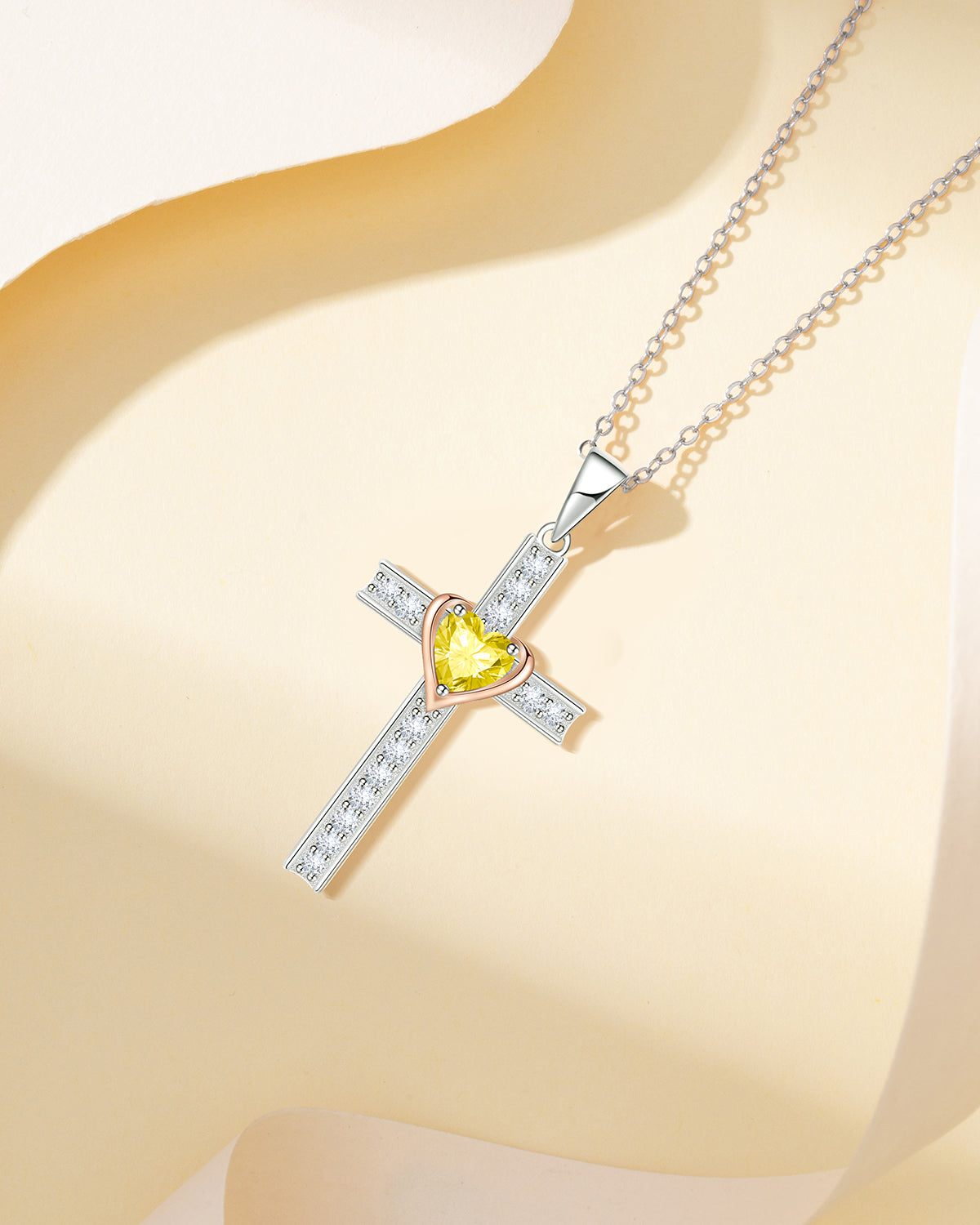 Simple Birthstone Cross Necklace-Molenia - Molenia Jewelry