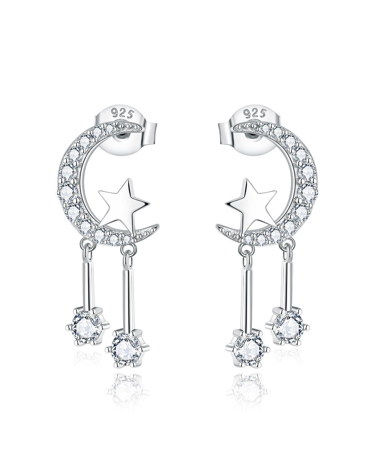 Crystal Moon & Star Earrings - Molenia Jewelry