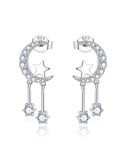 Crystal Moon & Star Earrings - Molenia Jewelry