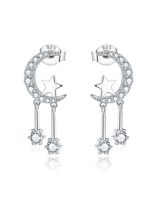 Crystal Moon & Star Earrings - Molenia Jewelry