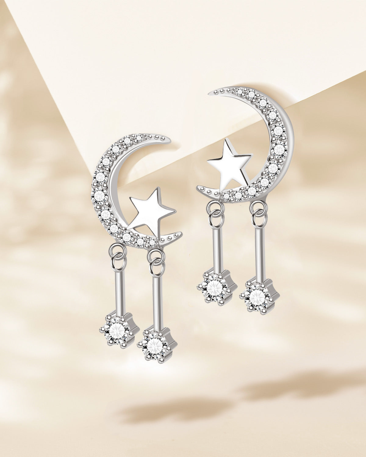 Crystal Moon & Star Earrings - Molenia Jewelry