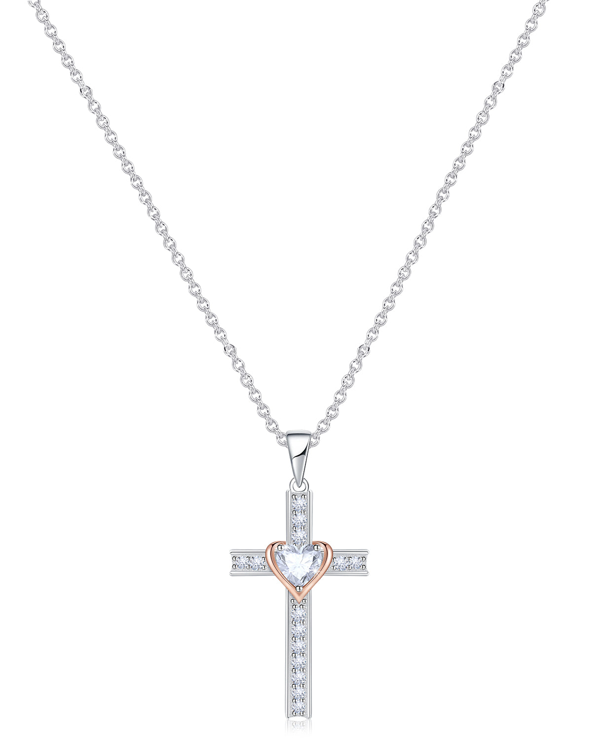 Simple Birthstone Cross Necklace-Molenia - Molenia Jewelry