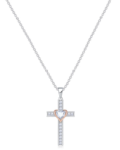 Simple Birthstone Cross Necklace-Molenia - Molenia Jewelry