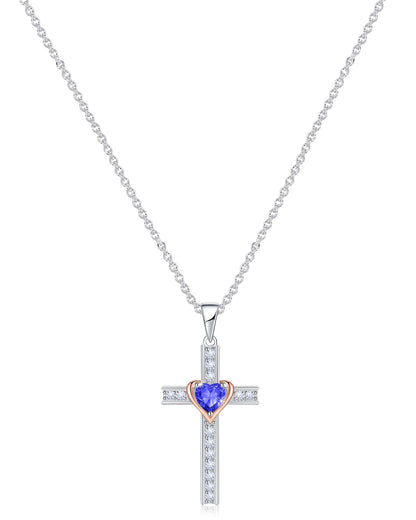 Simple Birthstone Cross Necklace-Molenia - Molenia Jewelry