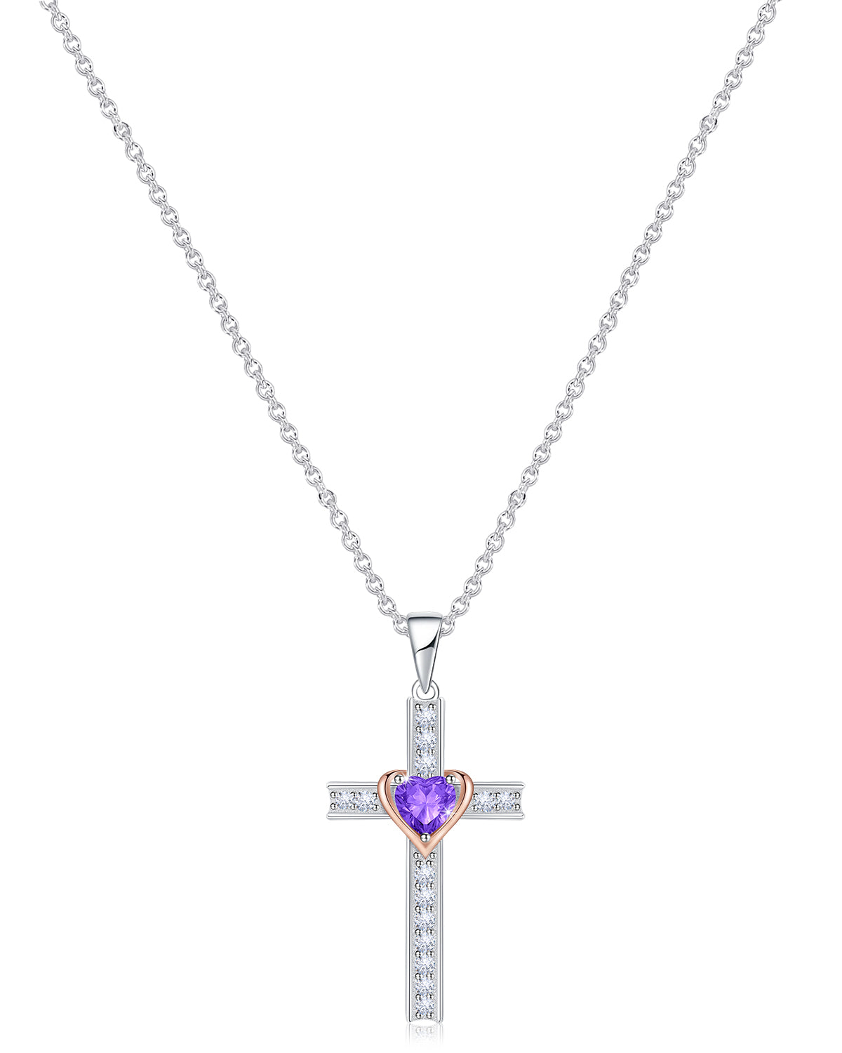 Simple Birthstone Cross Necklace-Molenia - Molenia Jewelry