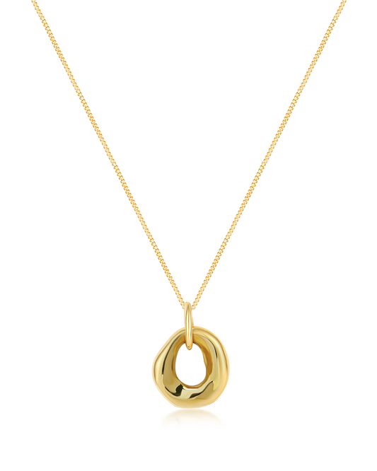 14k gold hoop pendant necklacce