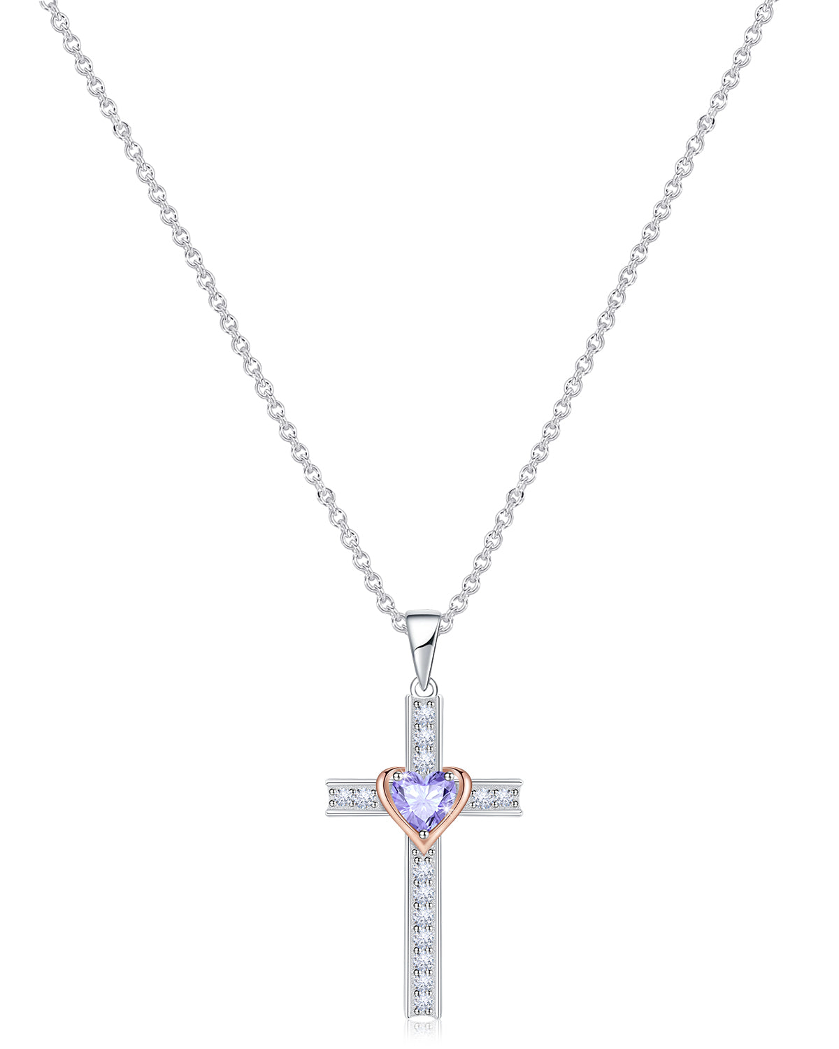 Simple Birthstone Cross Necklace-Molenia - Molenia Jewelry