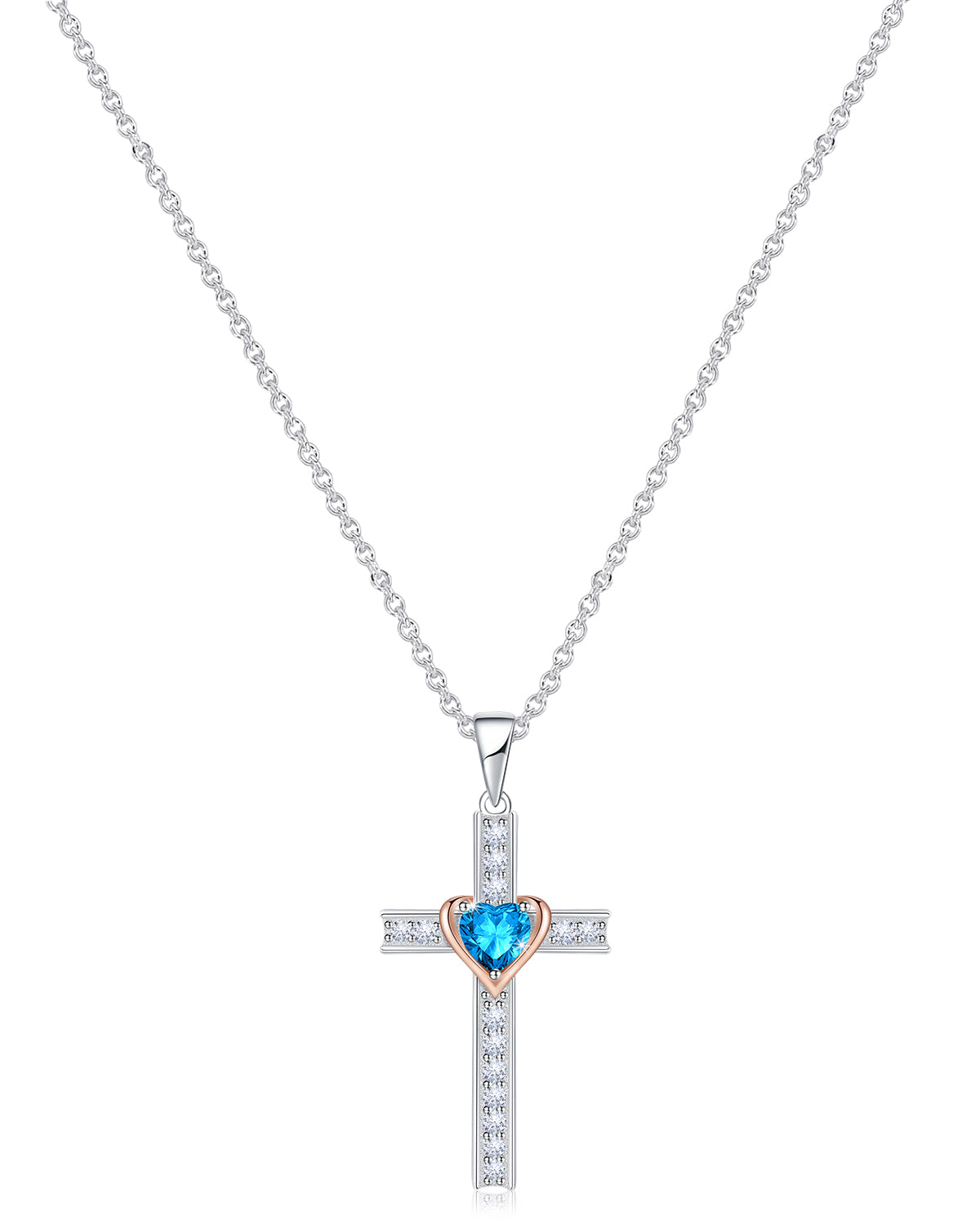 Simple Birthstone Cross Necklace-Molenia - Molenia Jewelry