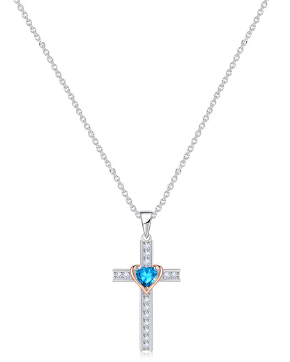 Simple Birthstone Cross Necklace-Molenia - Molenia Jewelry