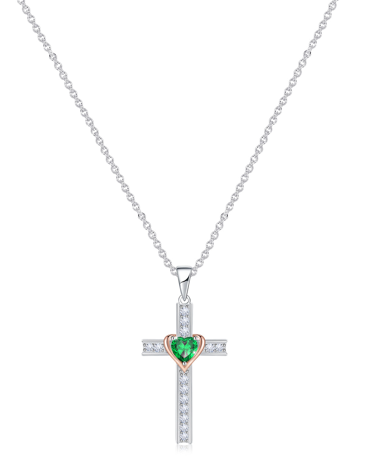 Simple Birthstone Cross Necklace-Molenia - Molenia Jewelry