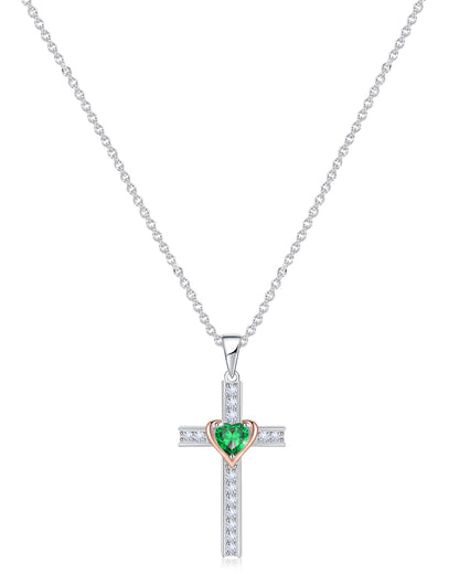 Simple Birthstone Cross Necklace-Molenia - Molenia Jewelry