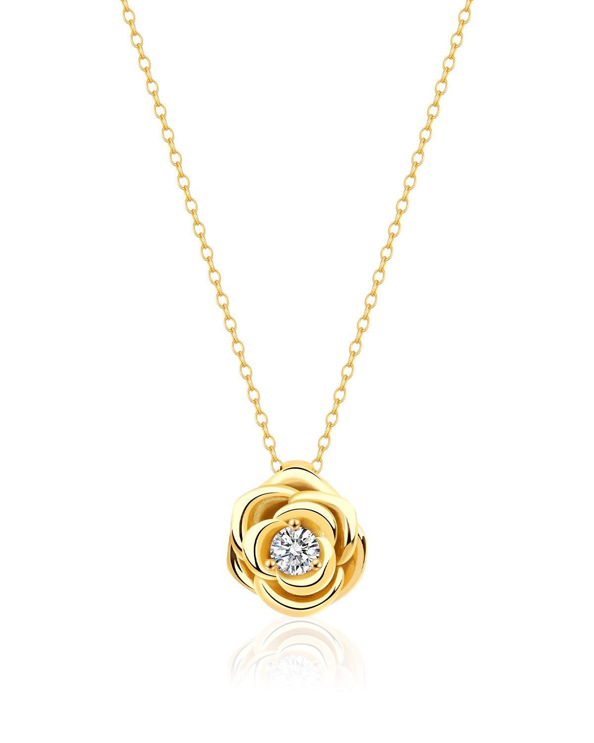 14K gold plated rose flower necklace - Molenia Jewelry