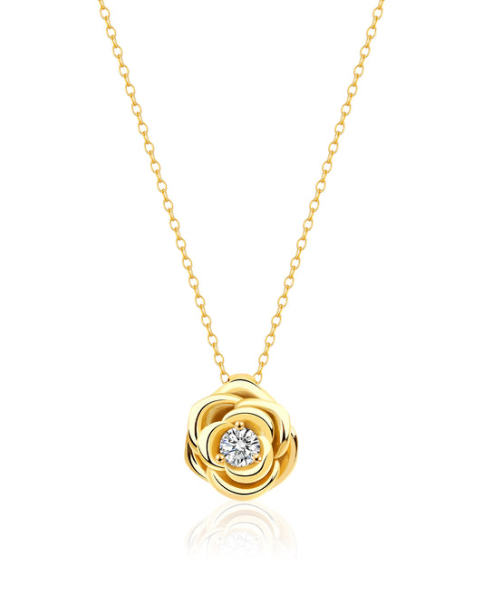 14k gold rose flower necklace