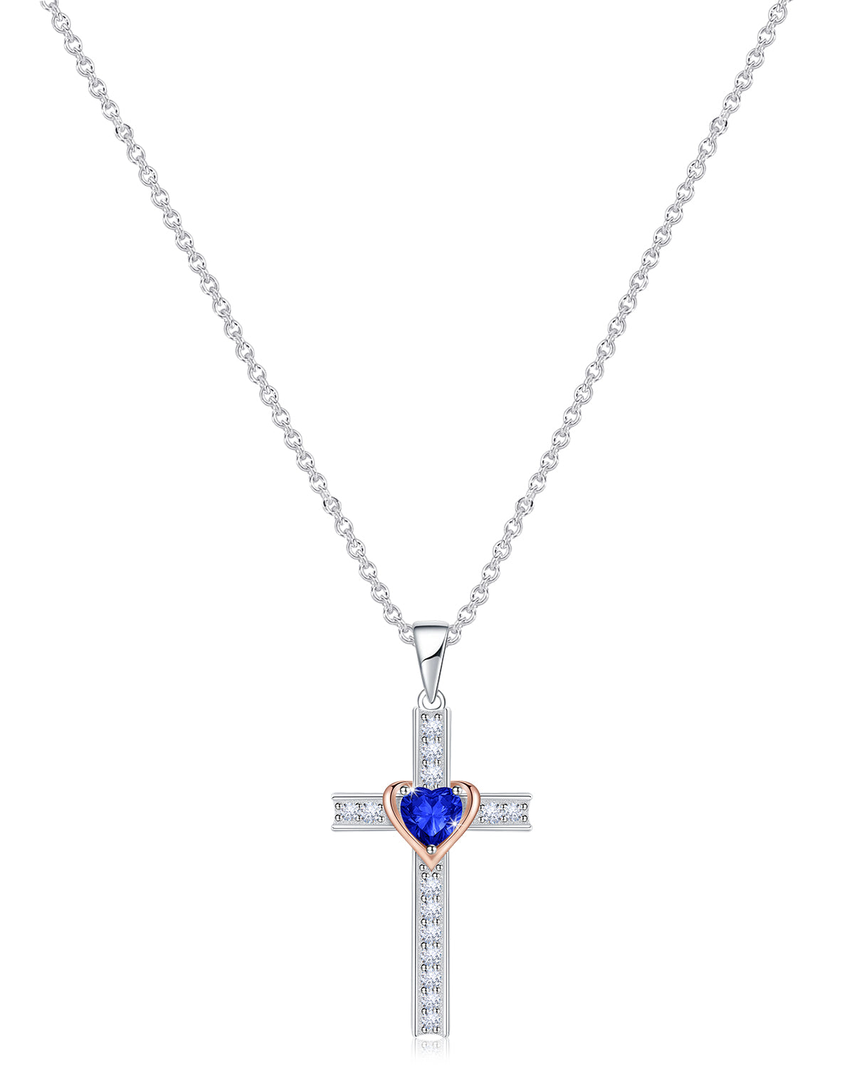 Simple Birthstone Cross Necklace-Molenia - Molenia Jewelry